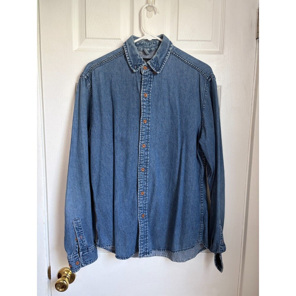 CPO Provisions Chambray Denim Shirt Mens Small Blue Button Long Sleeve Work